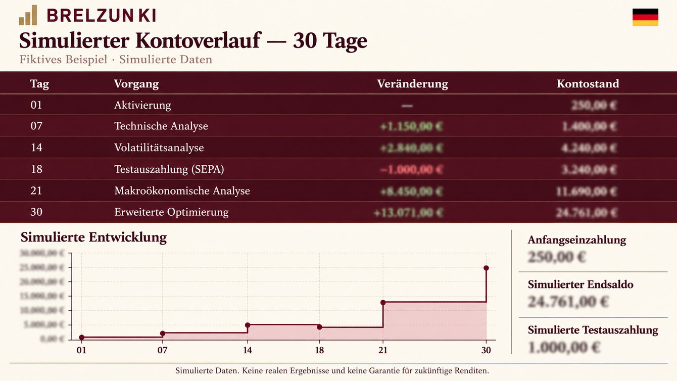 Die Entwicklung unseres Testkontos über 30 Tage